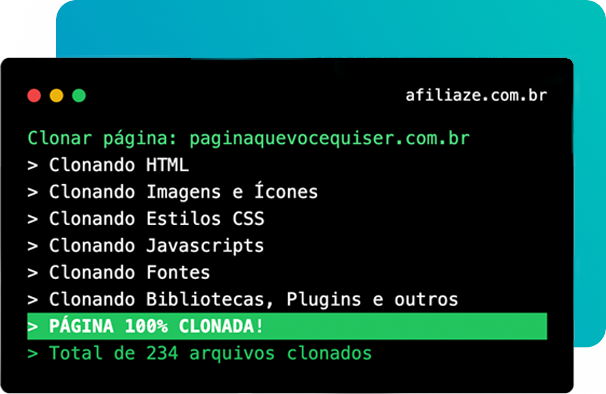Clonador e modelador de páginas da Afiliaze